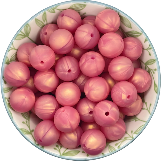 Siliconen kralen 15mm dark pink pearl