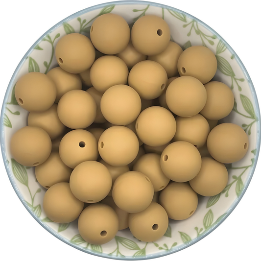 Siliconen kralen 15mm desert bruin