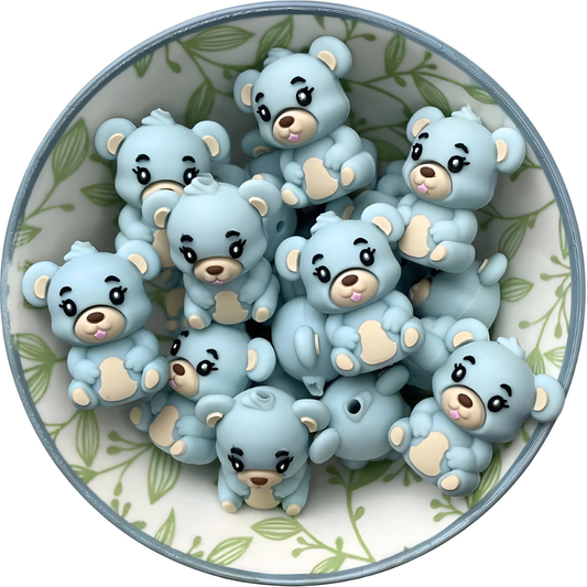 Siliconen Figuurkralen beertje blauw