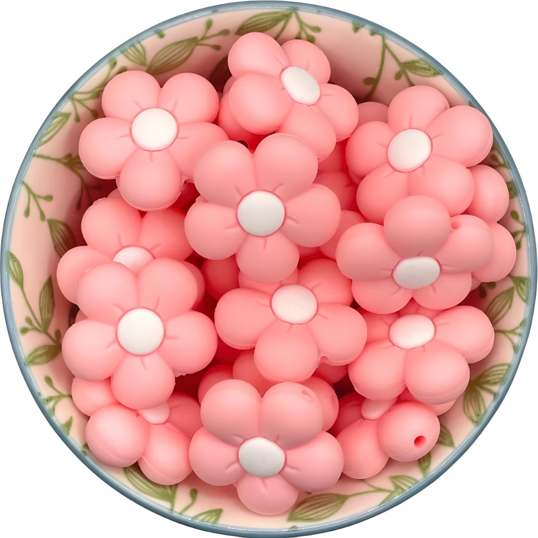 Siliconen Figuurkralen bloem baby roze