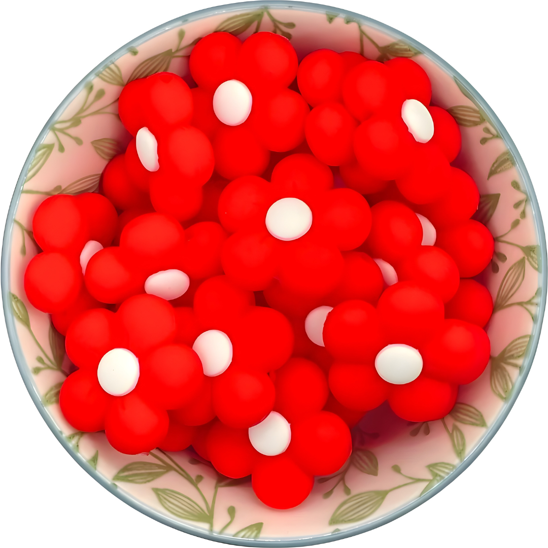 Siliconen Figuurkralen bloem rood
