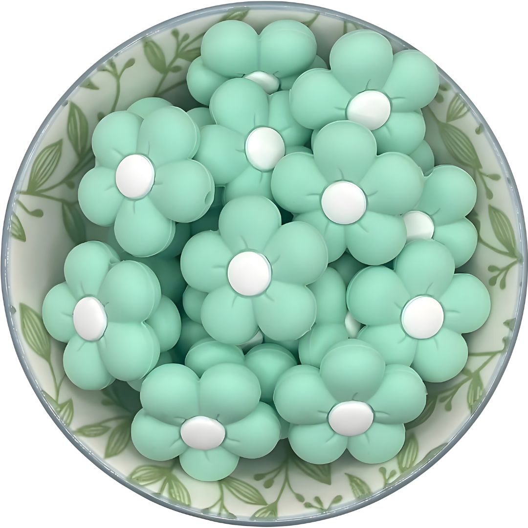 Siliconen Figuurkralen bloem mint