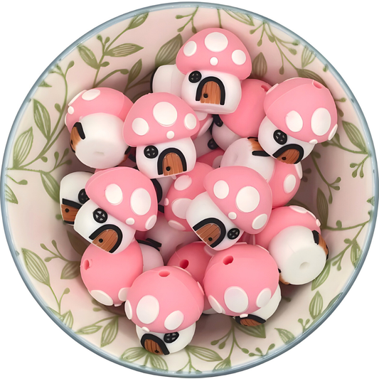 Siliconen Figuurkralen paddestoel roze