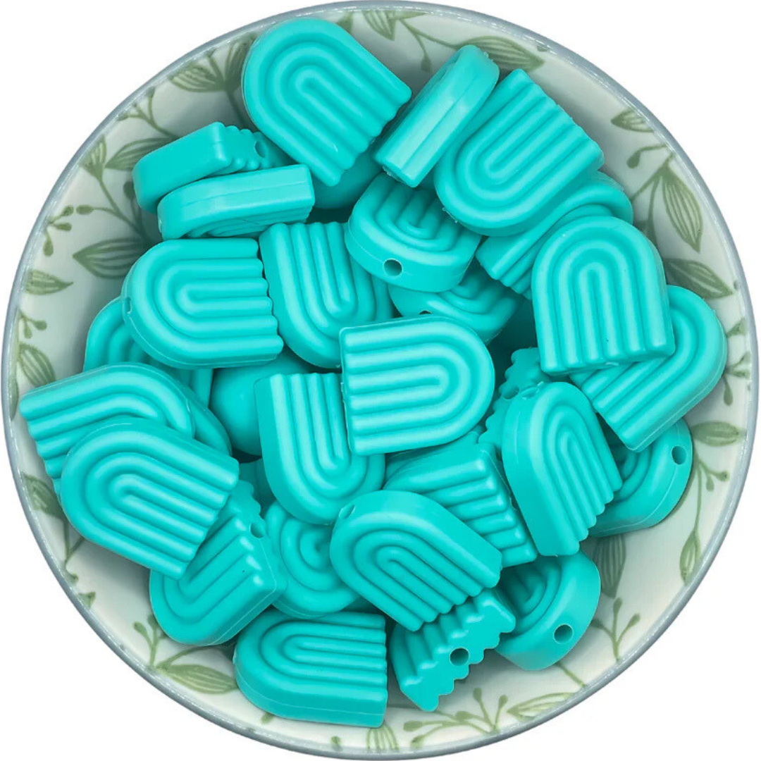 Siliconen Figuurkralen regenboog turquoise