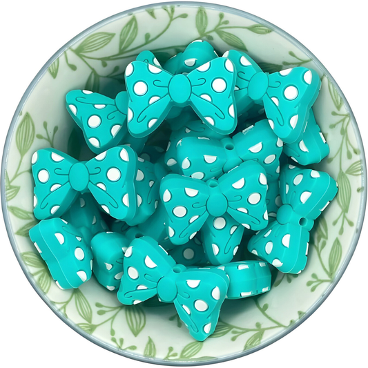 Siliconen Figuurkralen strik turquoise