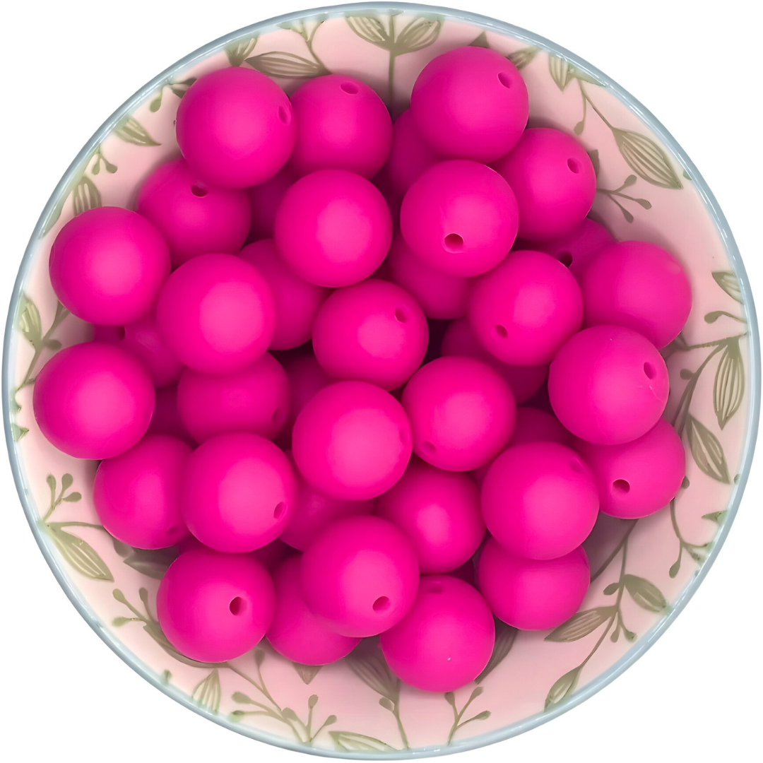 Siliconen kralen 15mm fuchsia