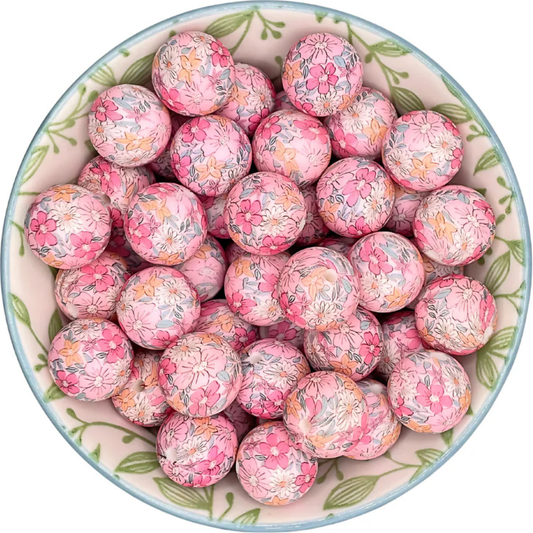 Siliconen printkralen happy flower roze