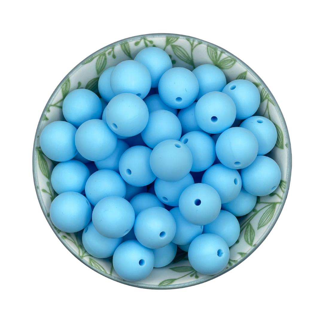 Siliconen kralen 15mm helder blauw