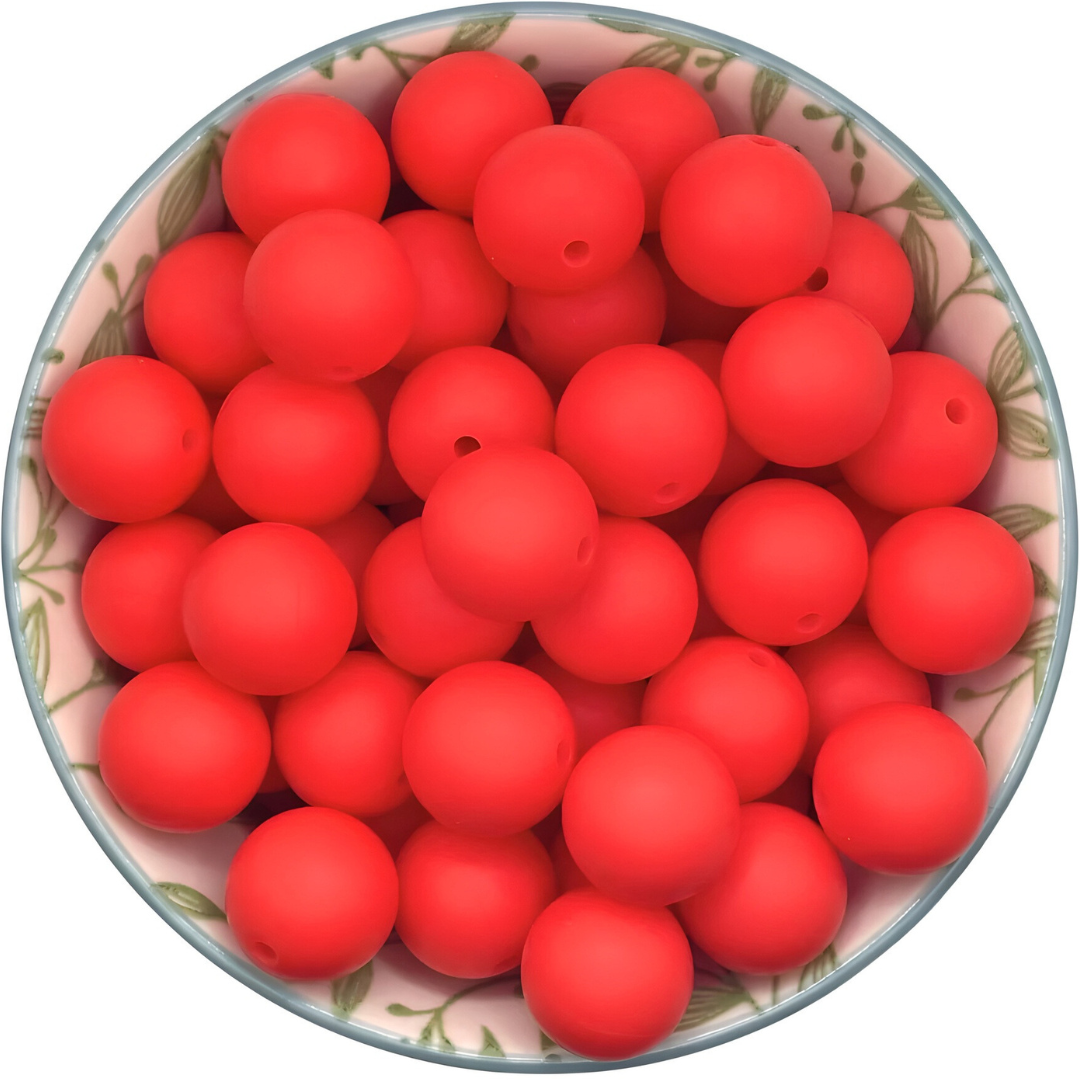 Siliconen kralen 15mm helder rood