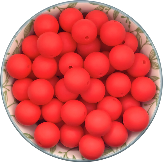 Siliconen kralen 15mm helder rood