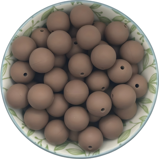 Siliconen kralen 15mm koffie bruin