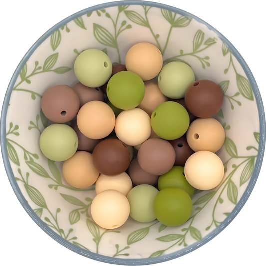 siliconen Kralenmix 15mm earth bruin tinten