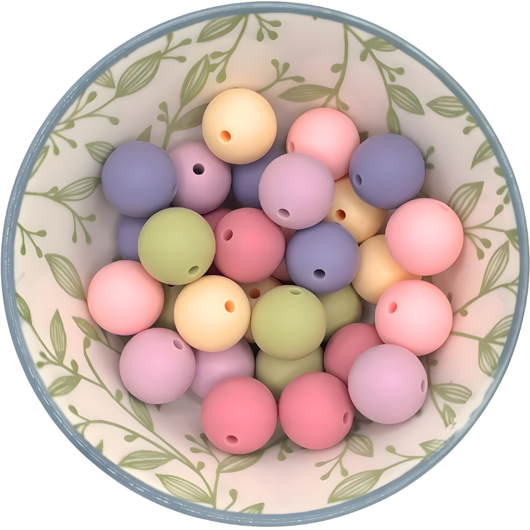 siliconen Kralenmix 15mm pastel