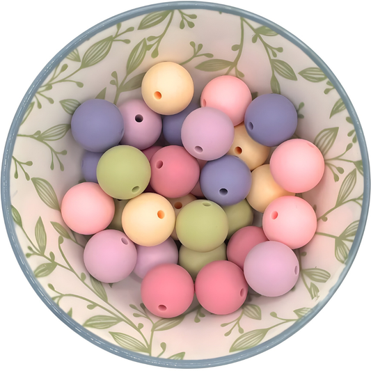 siliconen Kralenmix 15mm pastel
