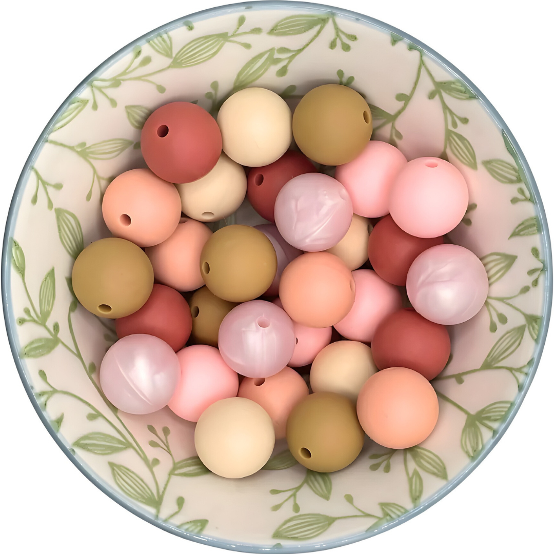 siliconen Kralenmix 15mm sweet pink