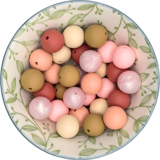 siliconen Kralenmix 15mm sweet pink