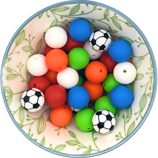 Kralenmix WK (Limited Edition) siliconen kralen – 30 stuks (6 kleuren)