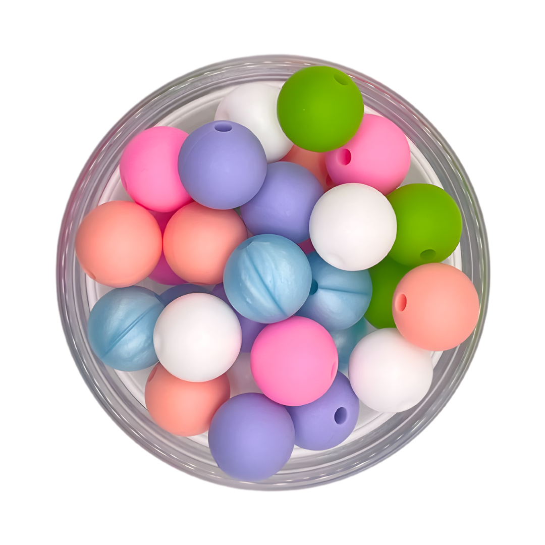 Kralenmix 12mm Mermaid lila, roze wit