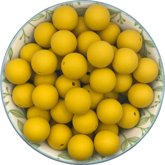 Siliconen kralen 15mm mosterd gee