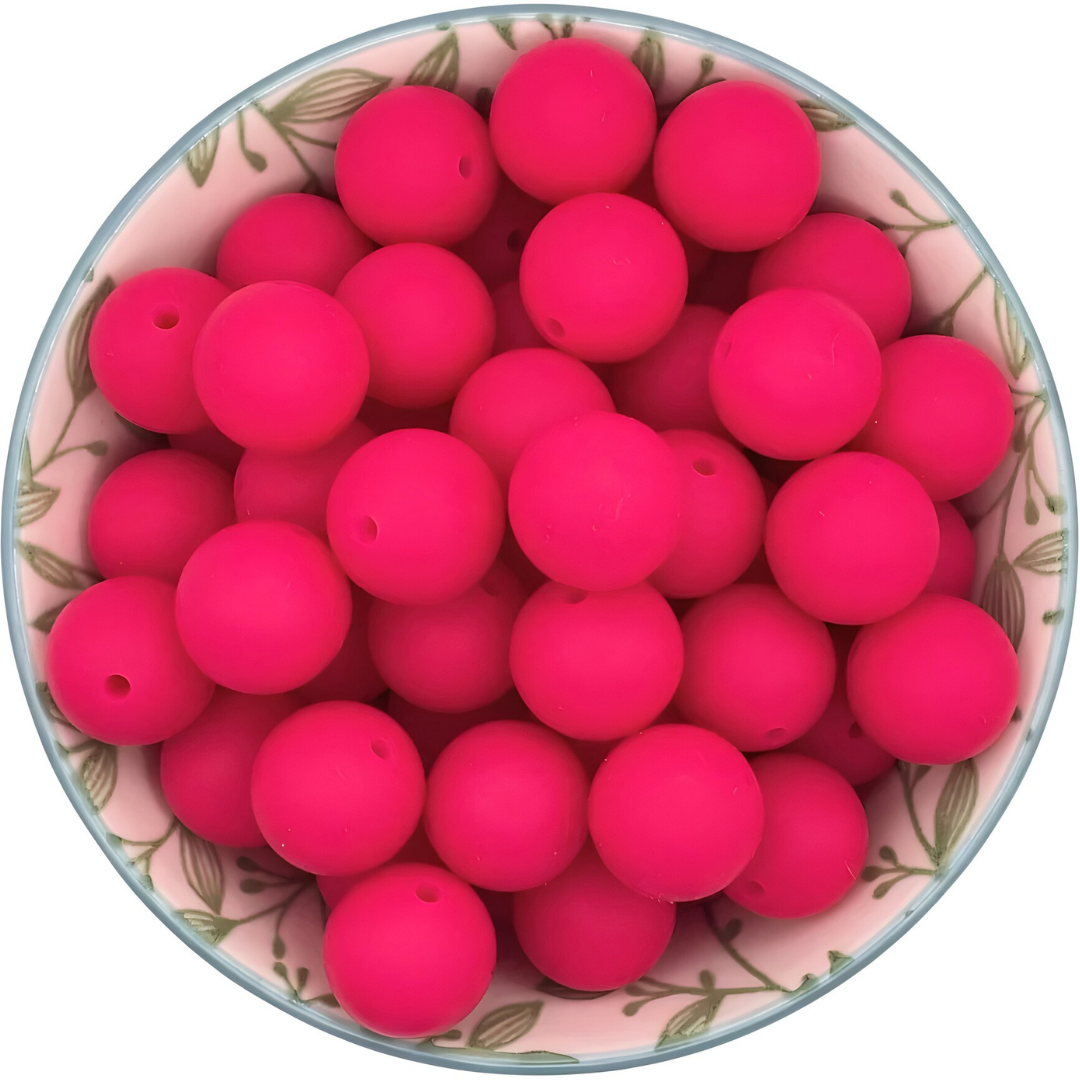 Siliconen kralen 15mm neon roze