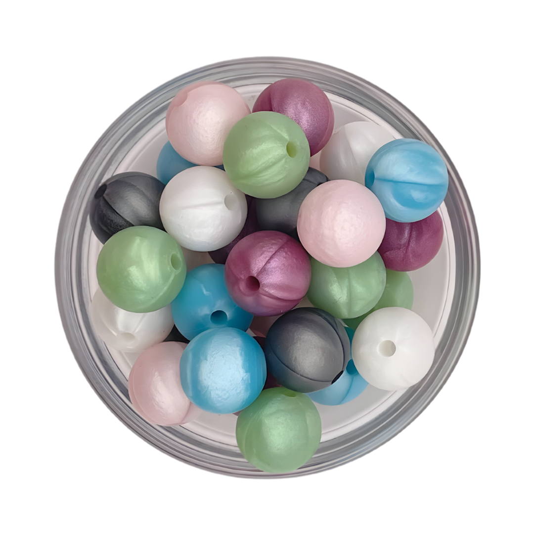 Kralenmix 12mm Pearl wi roze groen blauw