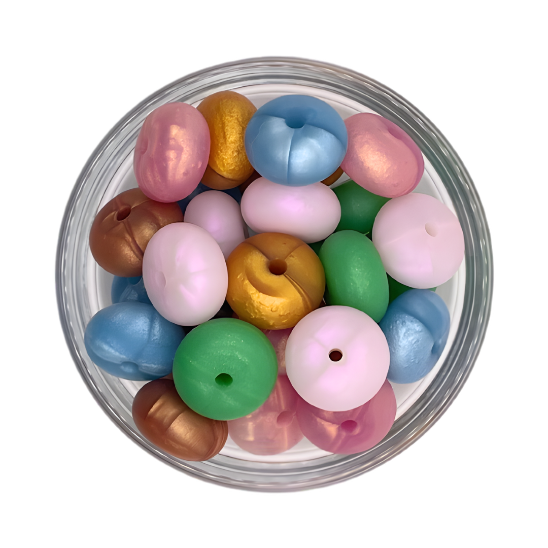 Siliconen kralenmix abacus pearl metallic