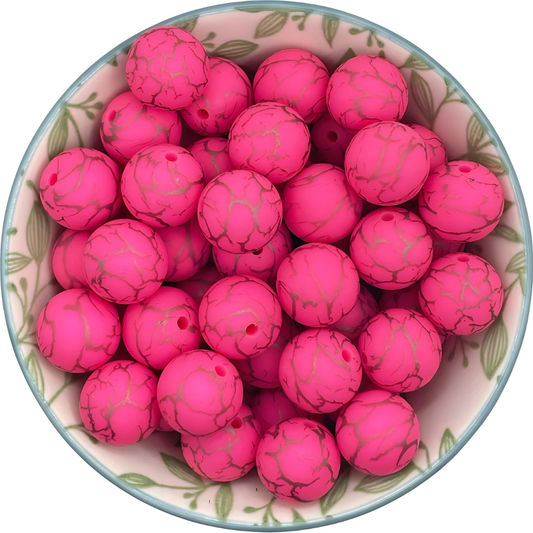 Siliconen printkralen stone pink