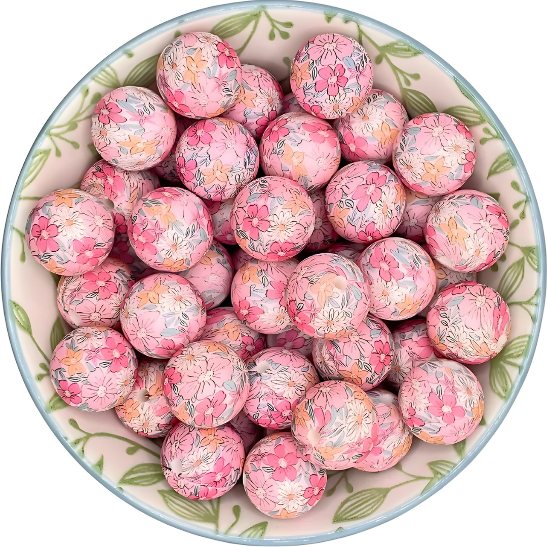 Siliconen Printkralen Happy Flower bloemen roze