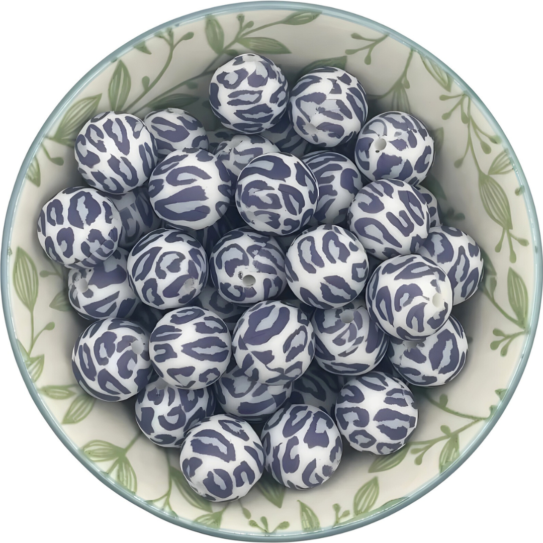 Siliconen Prinkralen 15mm luipaard leopard blauw
