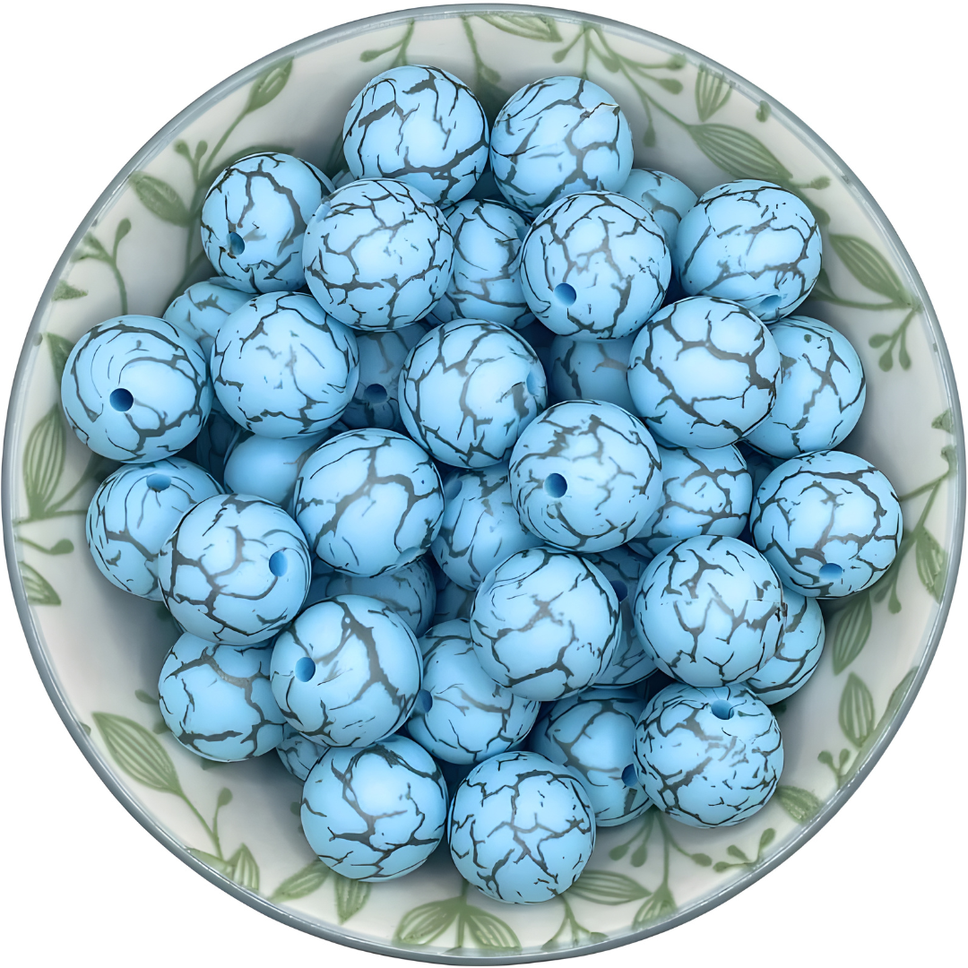 Siliconen Prinkralen 15mm stone helder blauw