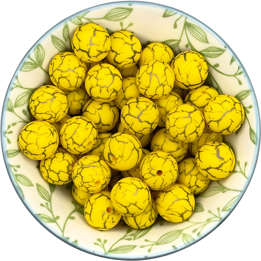 Siliconen Prinkralen 15mm stone geel