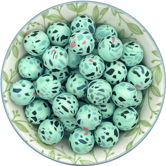 Siliconen printkralen terrazzo mint