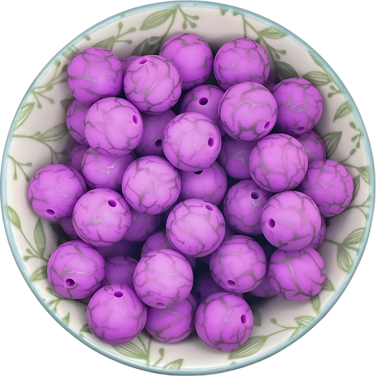 Siliconen printkralen stone paars