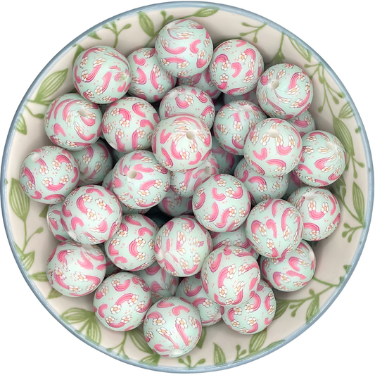 Siliconen printkralen rainbow flower