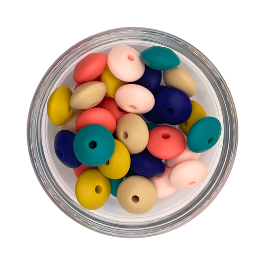 Siliconen kralenmix tussenschijfjes retro