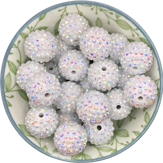 Rhinestone kralen 20mm wit