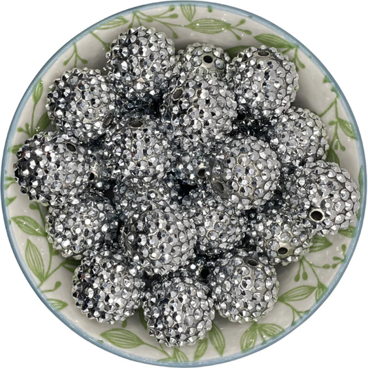 Rhinestone kralen 20mm zilver