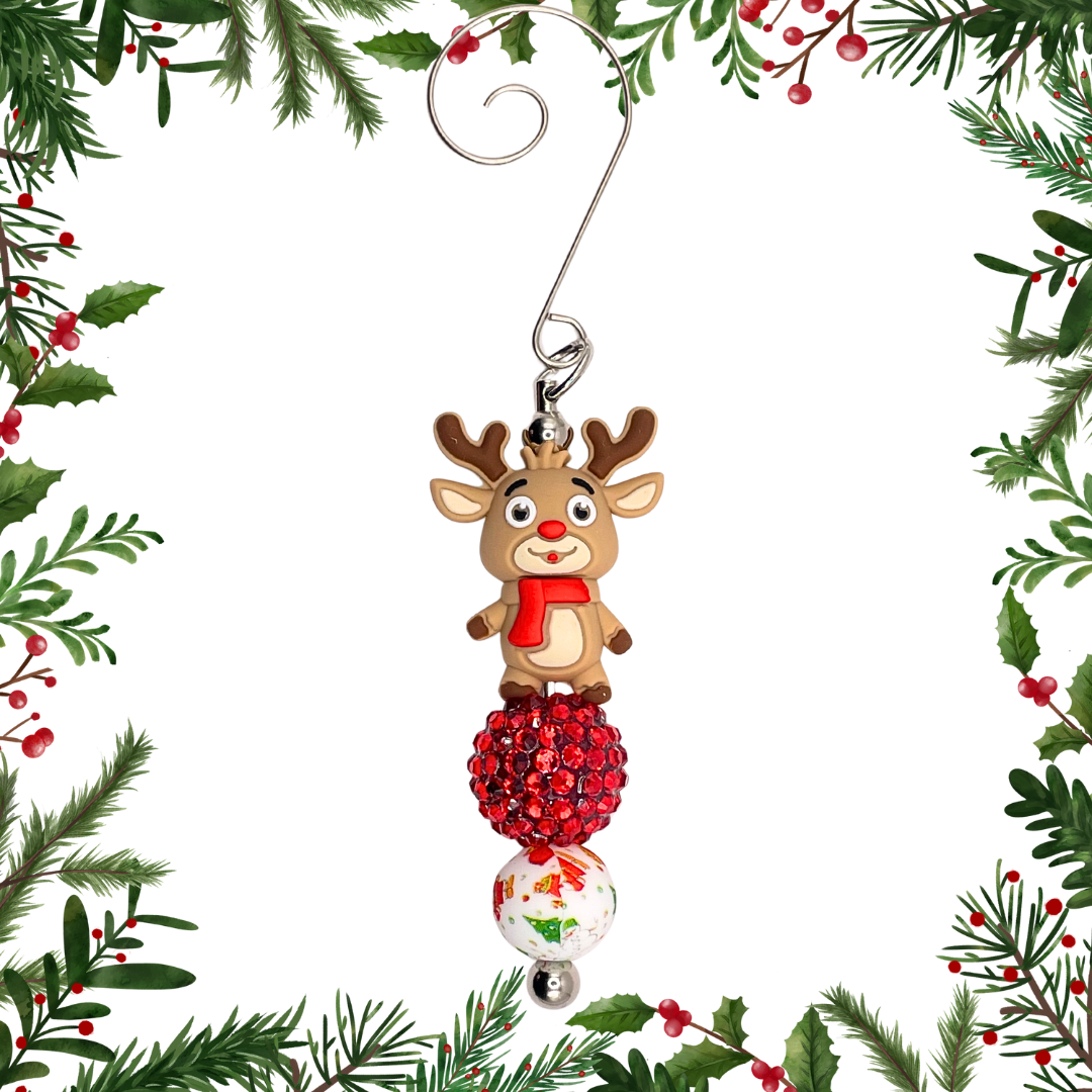 Kersthanger ornement met siliconen kralen Rudolf 