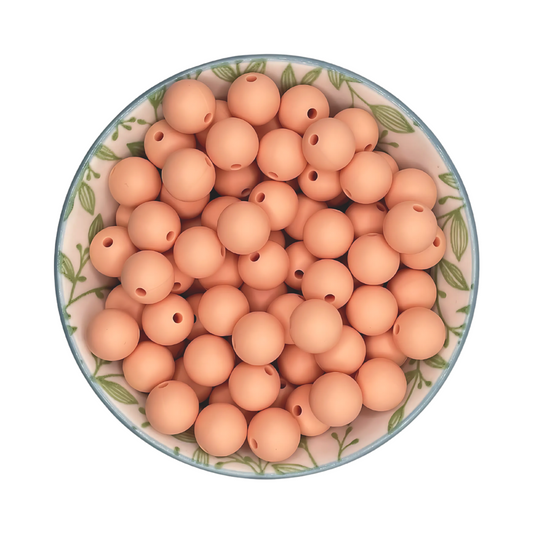 Siliconen Kralen Dark Peach
