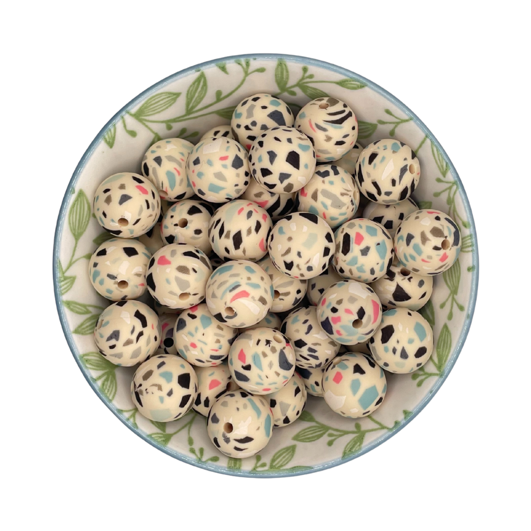 Siliconen Kralen Terrazzo Creme