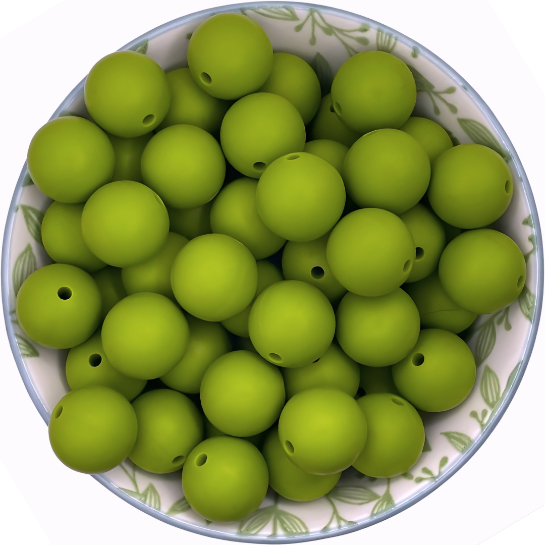 Siliconen kralen 15mm Army Groen
