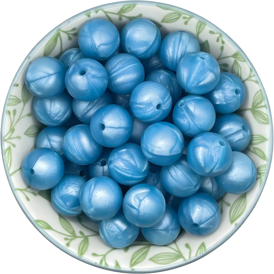 Siliconen kralen 15mm blue pearl