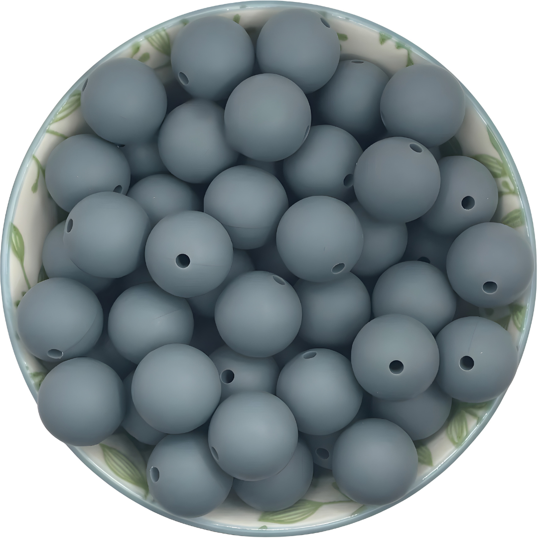 Siliconen kralen 15mm Donker Grijs