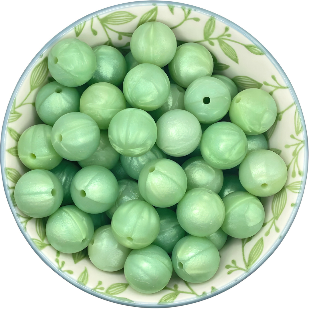 Siliconen Kralen Green Pearl 25st