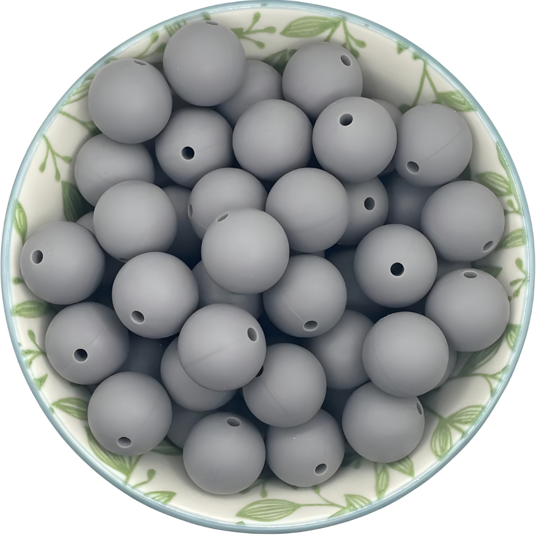 Siliconen Kralen Grijs 25st