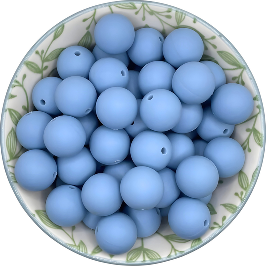 Siliconen kralen 15mm oud blauw