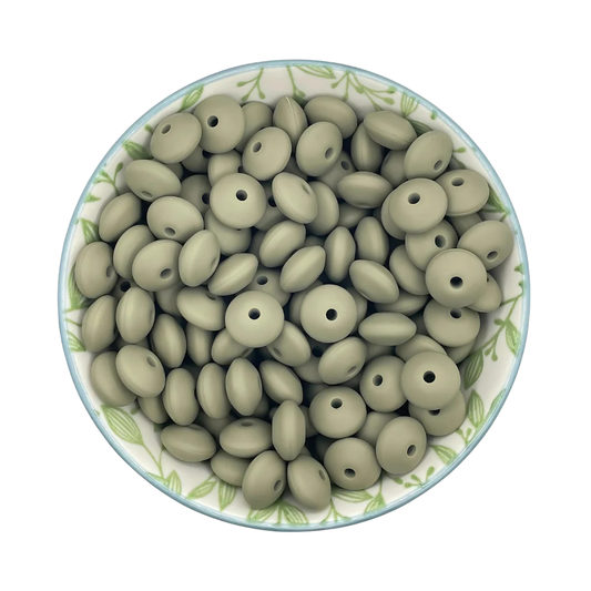 Siliconen kralen tussenschijfjes warm grijs