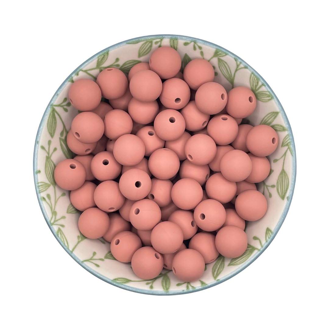 Siliconen kralen 12mm dawn roze/bruin