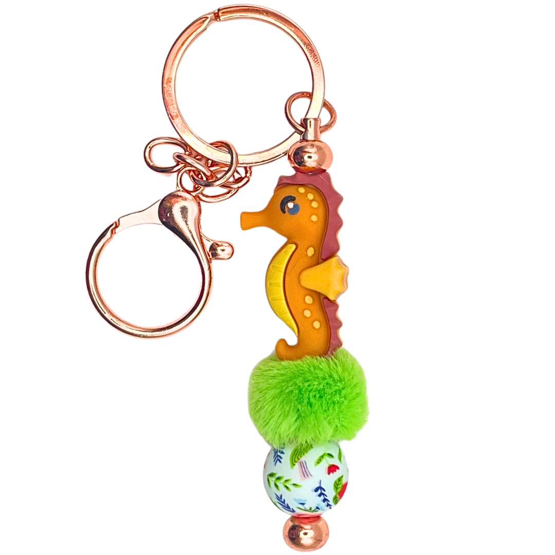 Sleutelhanger op staaf Rosegold zeepaardje