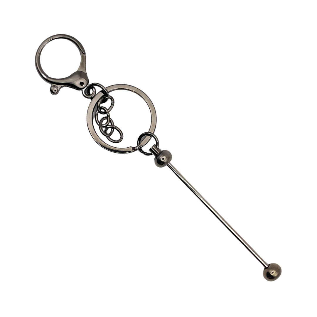 Sleutelhanger met staaf voor siliconen kralen kleur gun metal
